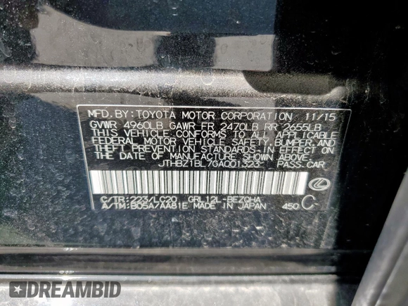 2016 Lexus GS 350 with VIN JTHBZ1BL7GA001323, listed as a Copart auction lot 43715805 with 125,475 mi miles and Salvage Title. Bid and sale history available at carsss.com. Image 13.