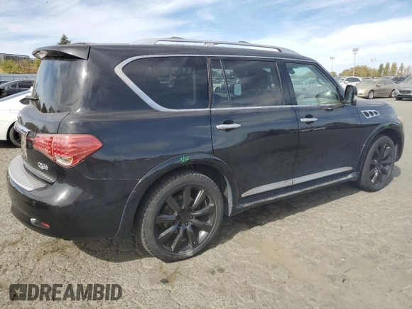 2012 Infiniti QX56 7-passenger with VIN JN8AZ2NE1C9016500, listed as a Copart auction lot 74600284 with 145,656 mi miles and Salvage Title. Bid and sale history available at carsss.com. Image 3.