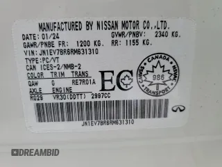 2024 Infiniti Q50 Luxe with VIN JN1EV7BR6RM631310, listed as a Copart auction lot 72183604 with Not Provided miles and Non Repairable. Bid and sale history available at DreamBid. Image 12.