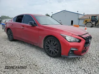 2020 Infiniti Q50 Red Sport 400 with VIN JN1FV7AR7LM660876, listed as a Copart auction lot 60872975 with 62,668 mi miles and Salvage title. Bid and sale history available at DreamBid. Image 4.