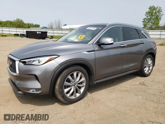 2019 Infiniti QX50 Essential with VIN 3PCAJ5M30KF143361, listed as a Copart auction lot 59331745 with 51,341 mi miles and Salvage title. Bid and sale history available at DreamBid. Image 1.