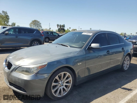 2004 BMW 5 Series 525i with VIN WBANA53564B175495, listed as a Copart auction lot 51739835 with 326,418 mi miles and Salvage Title. Bid and sale history available at carsss.com. Image 1.