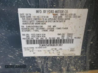 2016 Lincoln MKT EcoBoost with VIN 2LMHJ5AT0GBL01382, listed as a Copart auction lot 42031065 with 108,232 mi miles and Clean Title. Bid and sale history available at DreamBid. Image 13.