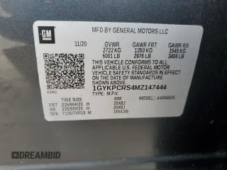 2021 Cadillac XT6 Premium Luxury with VIN 1GYKPCRS4MZ147444, listed as a Copart auction lot 44636035 with 38,160 mi miles and Salvage Title. Bid and sale history available at DreamBid. Image 13.