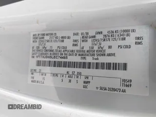 2020 Ford F-250 XL с VIN 1FT7X2B65LEC74485, выставлен на аукционе IAAI как лот 41593836 с пробегом 137 555 миль миль и . История ставок и продаж доступна на DreamBid. Изображение 9.