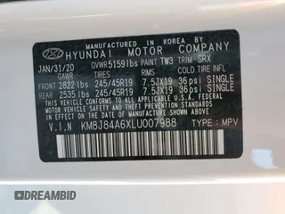 2020 Hyundai NEXO Limited z VIN KM8J84A6XLU007988, wystawiony jako Copart lot #44011564 z przebiegiem 37 029 mil mil oraz Szkody całkowita. Historia ofert i sprzedaży dostępna na DreamBid. Obrazek 12.