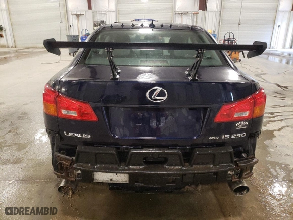 2007 Lexus IS 250 with VIN JTHCK262975010467, listed as a Copart auction lot 49788925 with 199,043 mi miles and Salvage Title. Bid and sale history available at carsss.com. Image 6.