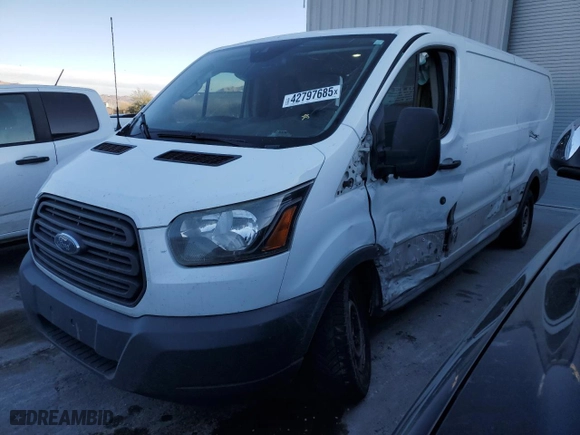 2018 Ford Transit Van with VIN 1FTYE2YG2JKA15607, listed as a Copart auction lot 42797685 with 410,663 mi miles and Salvage Title. Bid and sale history available at carsss.com. Image 1.
