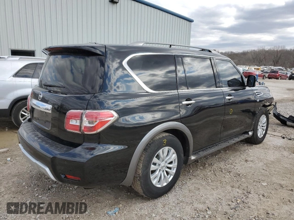 2017 Nissan Armada SV with VIN JN8AY2ND5H9007347, listed as a Copart auction lot 47767925 with 186,540 mi miles and Salvage Title. Bid and sale history available at carsss.com. Image 3.