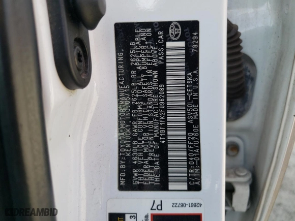 2015 Toyota Camry XLE with VIN 4T1BF1FK2FU962089, listed as a Copart auction lot 49767815 with 170,071 mi miles and Salvage Title. Bid and sale history available at carsss.com. Image 14.