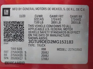 2021 GMC Sierra 1500 SLT z VIN 3GTU9DED2MG153183, wystawiony jako IAAI lot #41880942 z przebiegiem 84 686 mil mil oraz . Historia ofert i sprzedaży dostępna na DreamBid. Obrazek 9.