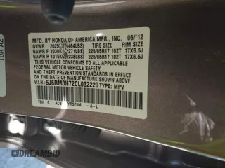 2012 Honda CR-V EX-L with VIN 5J6RM3H72CL032220, listed as a IAAI auction lot 41847196 with 124,876 mi miles. Bid and sale history available at carsss.com. Image 9.