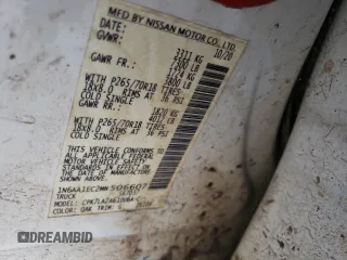 2021 Nissan Titan SV with VIN 1N6AA1EC2MN506607, listed as a Copart auction lot 57905485 with 68,690 mi miles and Salvage title. Bid and sale history available at DreamBid. Image 12.