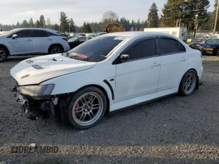 2015 Mitsubishi Lancer Evolution MR with VIN JA32W5FV8FU010346, listed as a Copart auction lot 43275095 with 119,153 mi miles and Salvage Title. Bid and sale history available at carsss.com. Image 1.