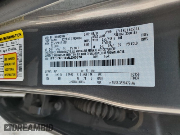 2021 Ford Ranger XL с VIN 1FTER4EH4MLD65870, выставлен на аукционе Copart как лот 51475945 с пробегом 53 892 миль миль и Списание • Salvage title. История ставок и продаж доступна на DreamBid. Изображение 14.