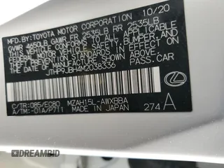 2021 Lexus UX 250h z VIN JTHP9JBH4M2038336, wystawiony jako Copart lot #49616235 z przebiegiem 20 939 mil mil oraz Szkoda całkowita • Salvage title. Historia ofert i sprzedaży dostępna na DreamBid. Obrazek 13.