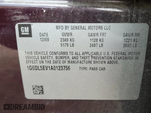 2010 Cadillac CTS Performance with VIN 1G6DL5EV1A0123756, listed as a Copart auction lot 80929064 with 179,859 mi miles and Salvage Title. Bid and sale history available at carsss.com. Image 12.