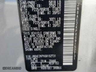 2016 Nissan Quest SV with VIN JN8AE2KPXG9152731, listed as a Copart auction lot 55842804 with 126,793 mi miles and Salvage Title. Bid and sale history available at carsss.com. Image 13.