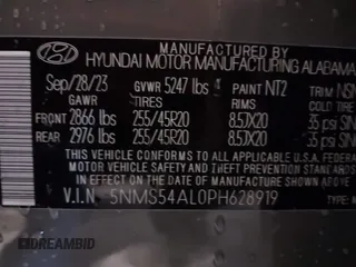 2023 Hyundai Santa Fe Calligraphy with VIN 5NMS54AL0PH628919, listed as a IAAI auction lot 41690223 with 9,931 mi miles. Bid and sale history available at carsss.com. Image 9.
