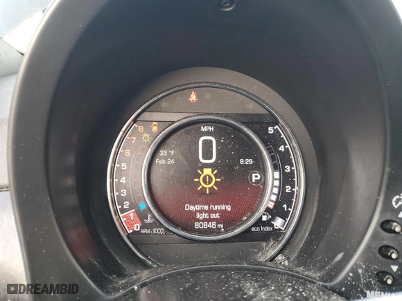 2015 FIAT 500 Sport with VIN 3C3CFFBR1FT757094, listed as a Copart auction lot 46362835 with 80,846 mi miles and Salvage Title. Bid and sale history available at carsss.com. Image 9.