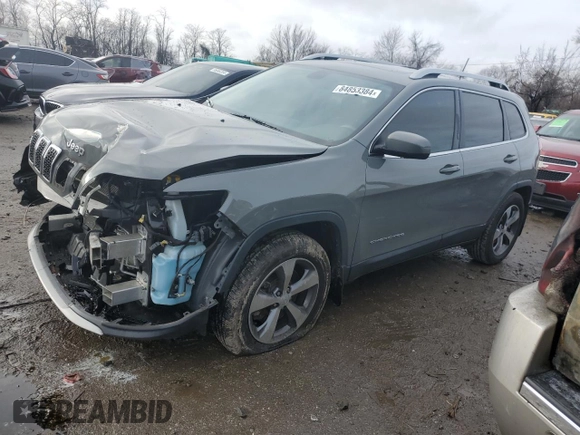 2019 Jeep Cherokee Limited with VIN 1C4PJMDX9KD442071, listed as a Copart auction lot 84853384 with 53,315 mi miles and Salvage Title. Bid and sale history available at carsss.com. Image 1.
