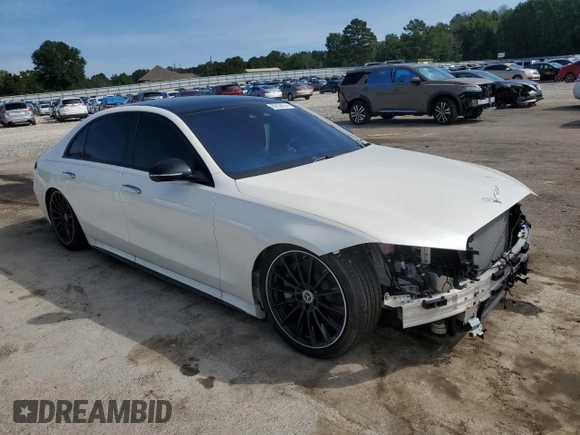 2023 Mercedes-Benz S-Class S 500 with VIN W1K6G6DB3PA223115, listed as a Copart auction lot 69158214 with 4,554 mi miles and Salvage Title. Bid and sale history available at carsss.com. Image 4.