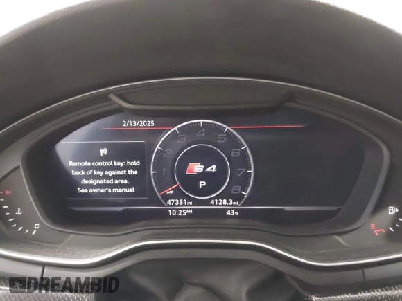 2019 Audi S4 Premium Plus z VIN WAUB4AF40KA100915, wystawiony jako IAAI lot #41578486 z przebiegiem 47 331 mil mil oraz . Historia ofert i sprzedaży dostępna na DreamBid. Obrazek 7.