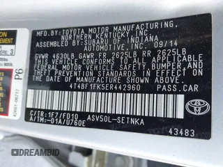 2014 Toyota Camry L with VIN 4T4BF1FK5ER442960, listed as a IAAI auction lot 42206639 with 119,639 mi miles and . Bid and sale history available at DreamBid. Image 9.