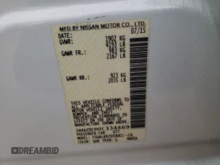 2015 Nissan LEAF SV with VIN 1N4AZ0CPXFC334469, listed as a Copart auction lot 69152122 with 26,547 mi miles. Bid and sale history available at carsss.com. Image 12.