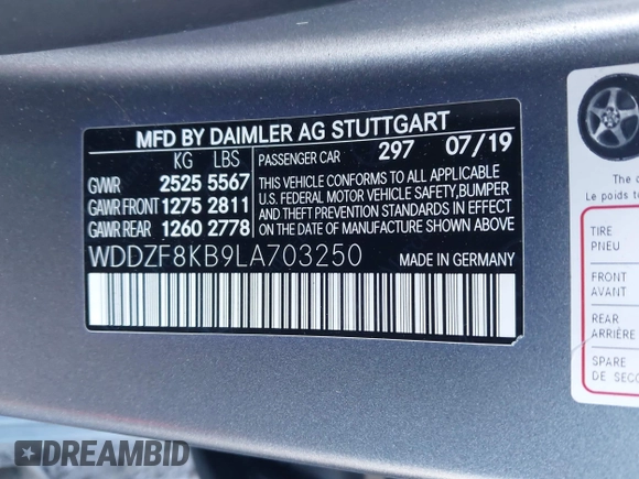 2020 Mercedes-Benz E-Class AMG E 63 S with VIN WDDZF8KB9LA703250, listed as a IAAI auction lot 41471912 with 67,273 mi miles. Bid and sale history available at carsss.com. Image 9.