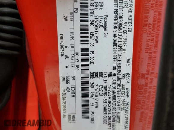 2014 Ford Focus SE with VIN 1FADP3K27EL263871, listed as a Copart auction lot 54604975 with 98,949 mi miles and Salvage Title. Bid and sale history available at carsss.com. Image 14.