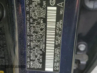 2010 Lexus HS 250h with VIN JTHBB1BA8A2036392, listed as a Copart auction lot 54161655 with 152,159 mi miles and Salvage Title. Bid and sale history available at carsss.com. Image 12.