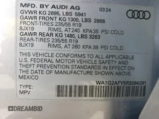 2024 Audi Q5 S line Premium with VIN WA1G2AFY5R2084291, listed as a Copart auction lot 72341454 with 656 mi miles and Salvage title. Bid and sale history available at DreamBid. Image 14.