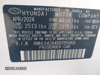 2024 Hyundai Sonata SEL z VIN KMHL64JA4RA395863, wystawiony jako IAAI lot #41801732 z przebiegiem 3 034 mil mil oraz . Historia ofert i sprzedaży dostępna na DreamBid. Obrazek 9.