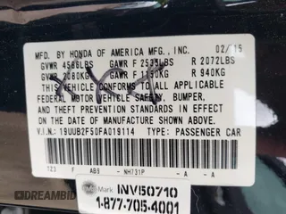 2015 Acura TLX V6 Tech with VIN 19UUB2F50FA019114, listed as a IAAI auction lot 41933324 with 108,583 mi miles. Bid and sale history available at carsss.com. Image 9.