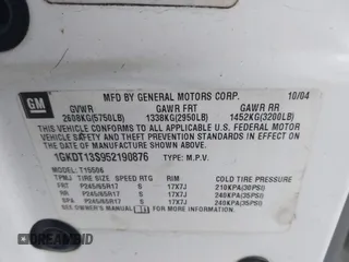 2005 GMC Envoy SLT with VIN 1GKDT13S952190876, listed as a IAAI auction lot 41308686 with 244,774 mi miles. Bid and sale history available at carsss.com. Image 9.
