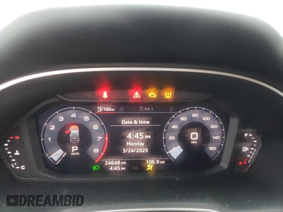 2021 Audi Q3 S line Premium with VIN WA1DECF39M1035653, listed as a Copart auction lot 50160195 with 24,648 mi miles and Salvage Title. Bid and sale history available at DreamBid. Image 9.
