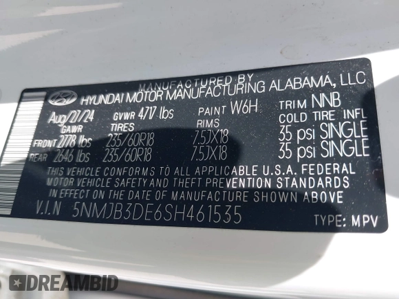 2025 Hyundai Tucson SEL z VIN 5NMJB3DE6SH461535, wystawiony jako IAAI lot #42337372 z przebiegiem 19 791 mil mil oraz . Historia ofert i sprzedaży dostępna na DreamBid. Obrazek 9.