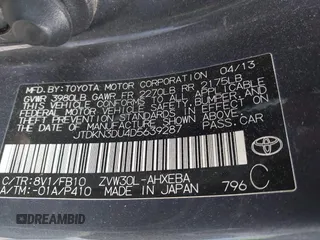 2013 Toyota Prius One with VIN JTDKN3DU4D5639287, listed as a IAAI auction lot 42130875 with 133,560 mi miles and . Bid and sale history available at DreamBid. Image 9.