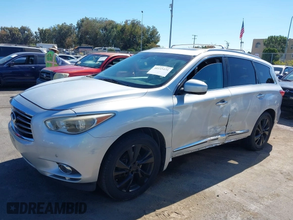 2013 Infiniti JX35 with VIN 5N1AL0MMXDC345352, listed as a IAAI auction lot 40145431 with 105,286 mi miles and . Bid and sale history available at DreamBid. Image 15.