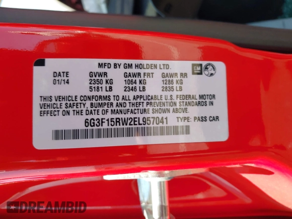 2014 Chevrolet SS with VIN 6G3F15RW2EL957041, listed as a IAAI auction lot 42404194 with Not provided miles and . Bid and sale history available at DreamBid. Image 9.