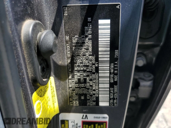 2012 Toyota Venza LE with VIN 4T3ZK3BB4CU046867, listed as a Copart auction lot 57495615 with 199,115 mi miles and Salvage title. Bid and sale history available at DreamBid. Image 13.