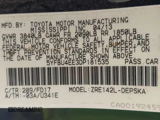 2013 Toyota Corolla L with VIN 5YFBU4EE3DP181535, listed as a IAAI auction lot 42174504 with 119,025 mi miles. Bid and sale history available at carsss.com. Image 9.