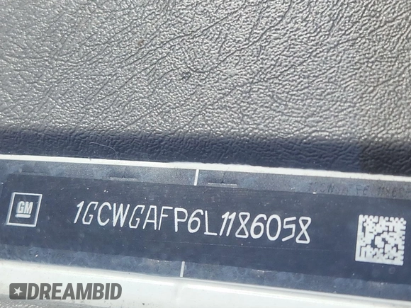2020 Chevrolet Express Cargo with VIN 1GCWGAFP6L1186058, listed as a IAAI auction lot 42737734 with 106,149 mi miles and . Bid and sale history available at DreamBid. Image 3.