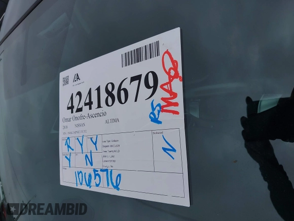 2016 Nissan Altima S z VIN 1N4AL3AP5GC131352, wystawiony jako IAAI lot #42418679 z przebiegiem 106 576 mil mil oraz . Historia ofert i sprzedaży dostępna na DreamBid. Obrazek 12.