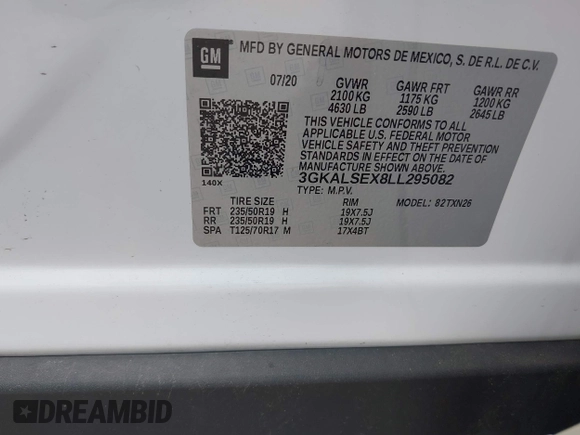 2020 GMC Terrain Denali с VIN 3GKALSEX8LL295082, выставлен на аукционе IAAI как лот 41956644 с пробегом 37 293 миль миль и . История ставок и продаж доступна на DreamBid. Изображение 9.