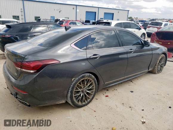 2018 Genesis G80 Sport with VIN KMHGN4JB0JU255874, listed as a Copart auction lot 54160365 with 97,440 mi miles and Salvage title. Bid and sale history available at DreamBid. Image 3.