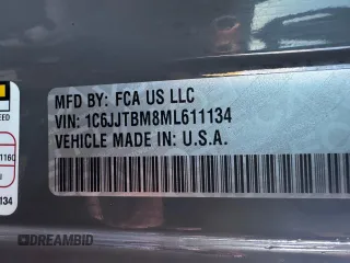 2021 Jeep Gladiator Rubicon z VIN 1C6JJTBM8ML611134, wystawiony jako Copart lot #54375665 z przebiegiem 62 134 mil mil oraz Szkoda całkowita • Salvage title. Historia ofert i sprzedaży dostępna na DreamBid. Obrazek 10.