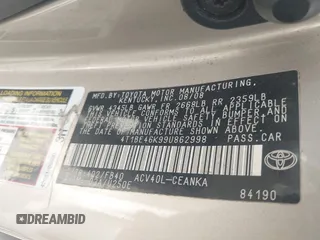 2009 Toyota Camry z VIN 4T1BE46K99U862998, wystawiony jako IAAI lot #42254132 z przebiegiem 180 000 mil mil oraz . Historia ofert i sprzedaży dostępna na DreamBid. Obrazek 9.