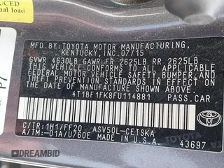 2015 Toyota Camry XLE z VIN 4T1BF1FK8FU114881, wystawiony jako IAAI lot #42231368 z przebiegiem Nie podano mil oraz . Historia ofert i sprzedaży dostępna na DreamBid. Obrazek 9.